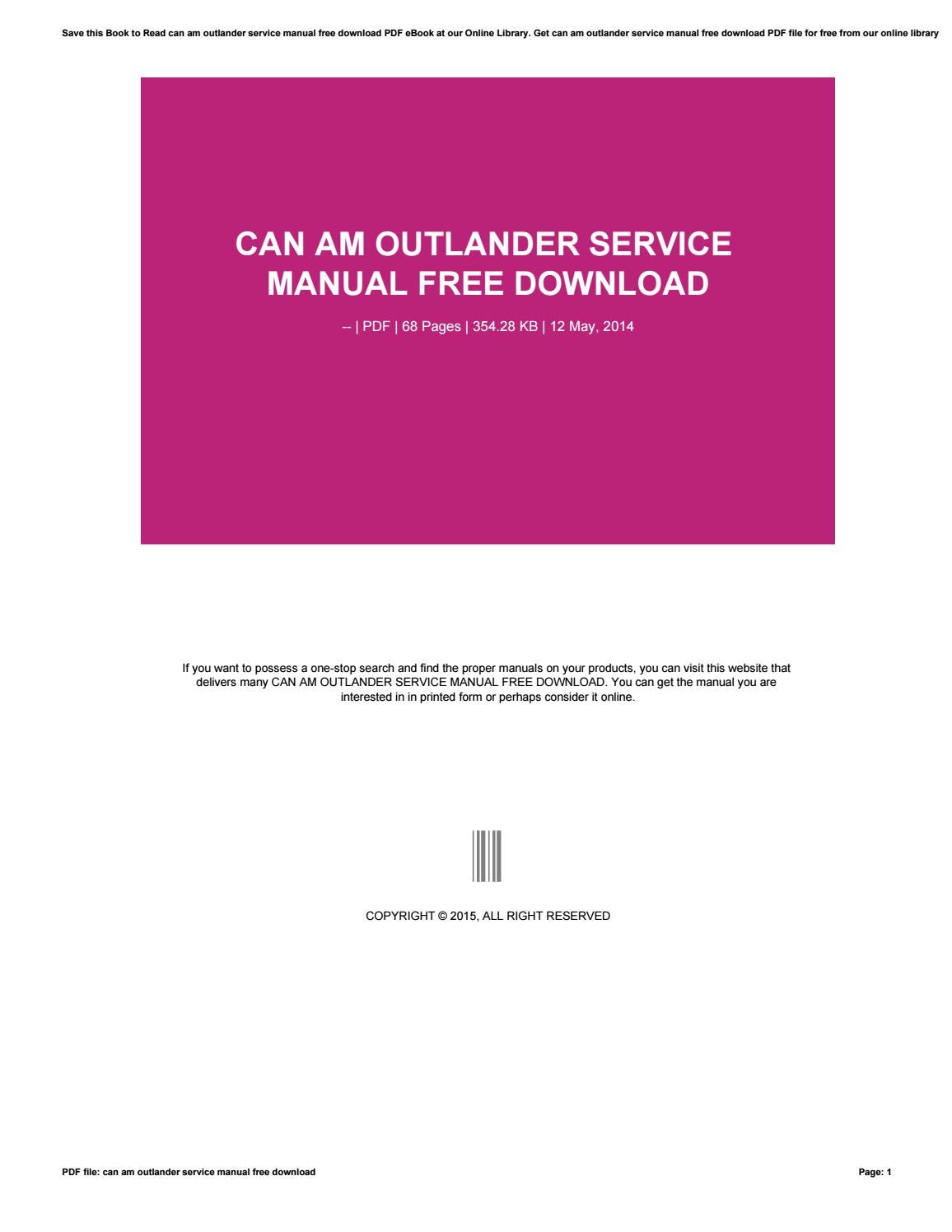 2014 can am outlander service manual free download