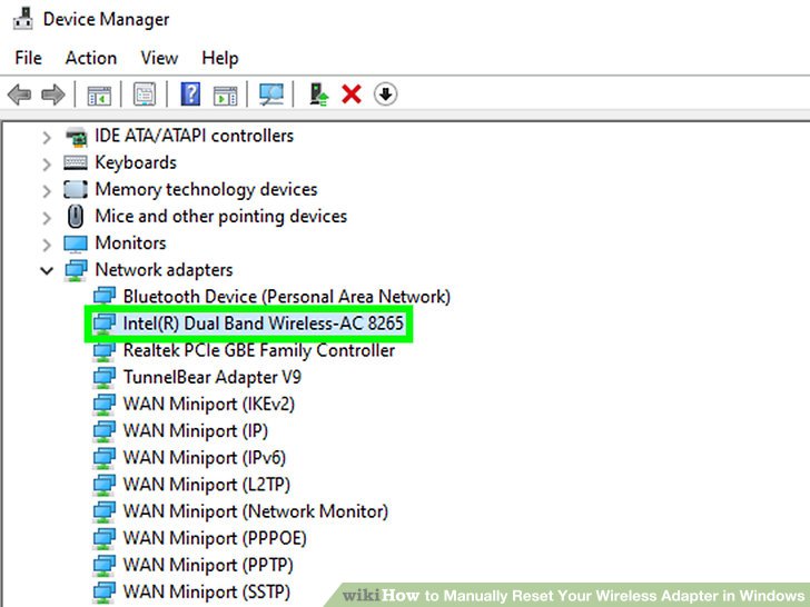how to manually reset wireless adapter windows 7