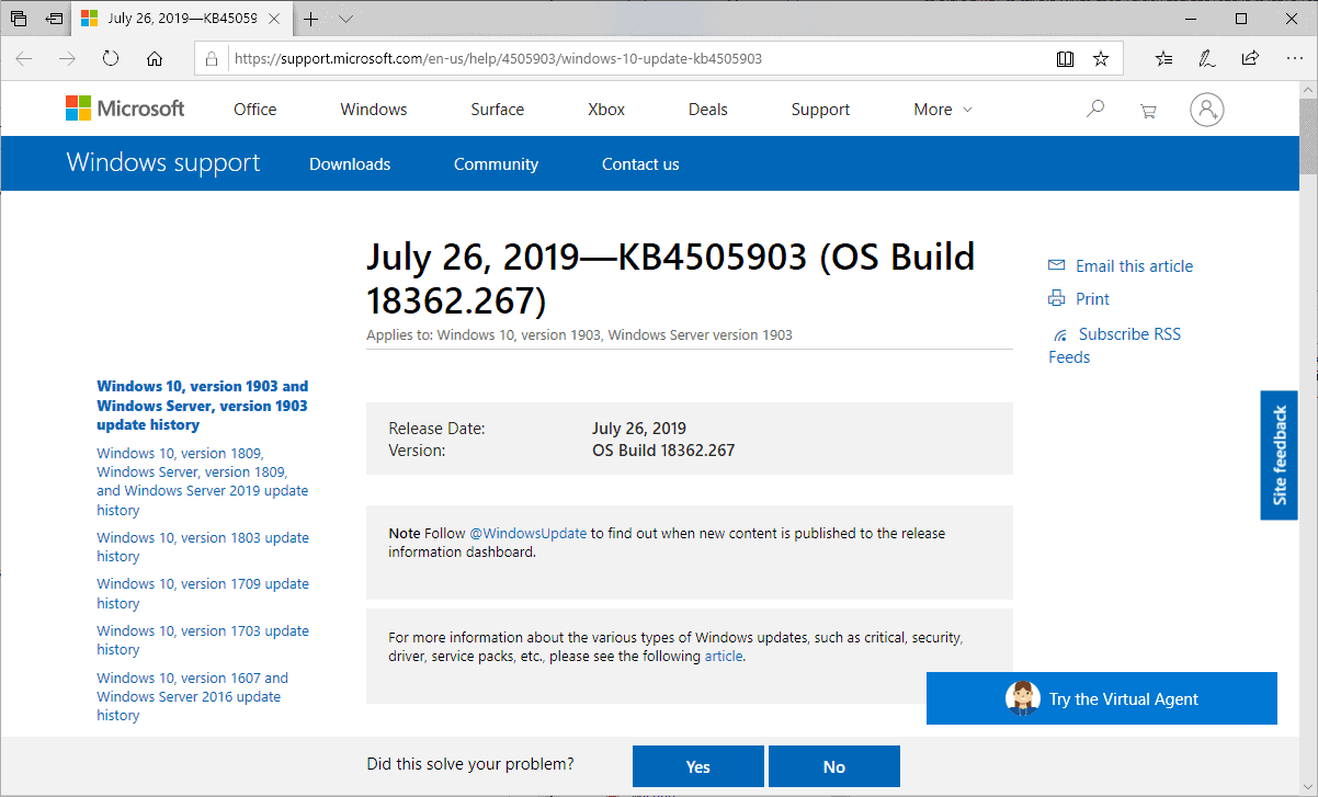 latest windows 10 manual update